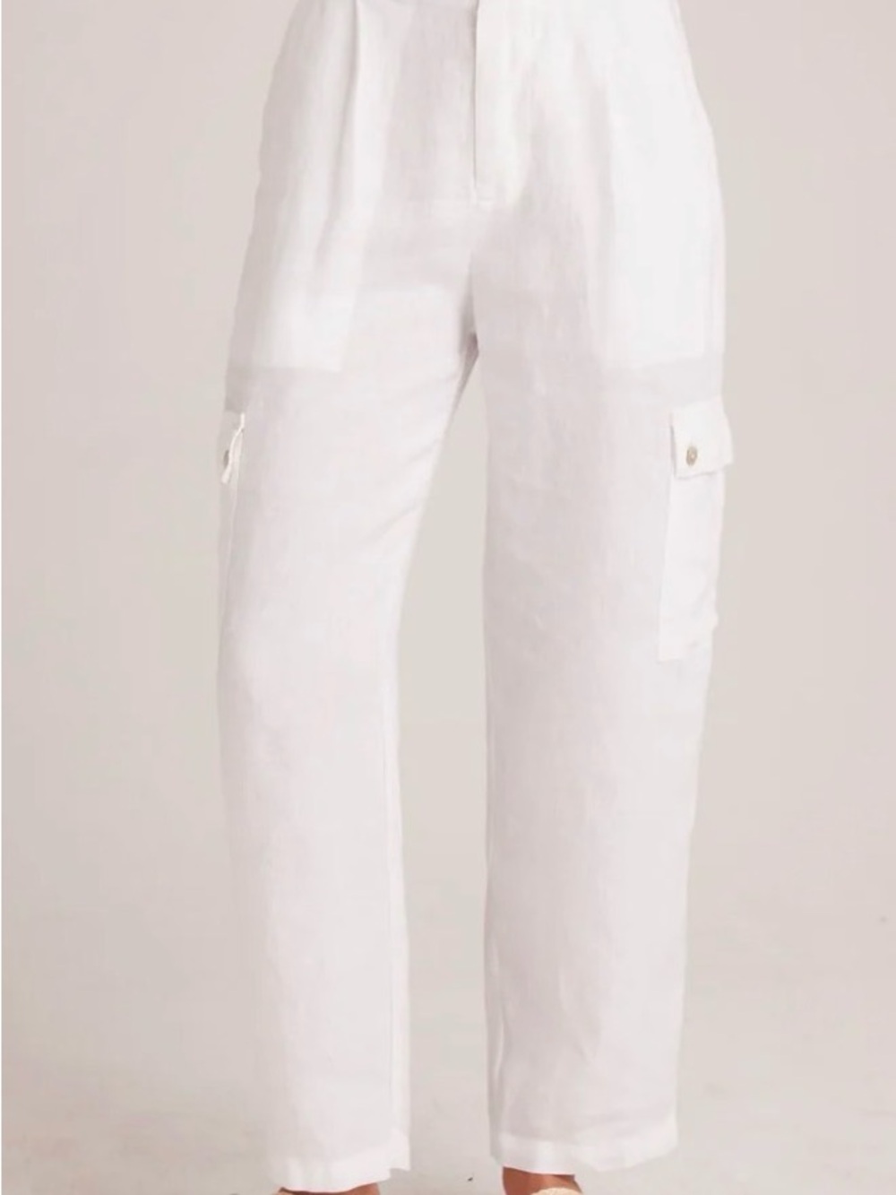 Bella Dahl White Straight-Leg Cargo Pants